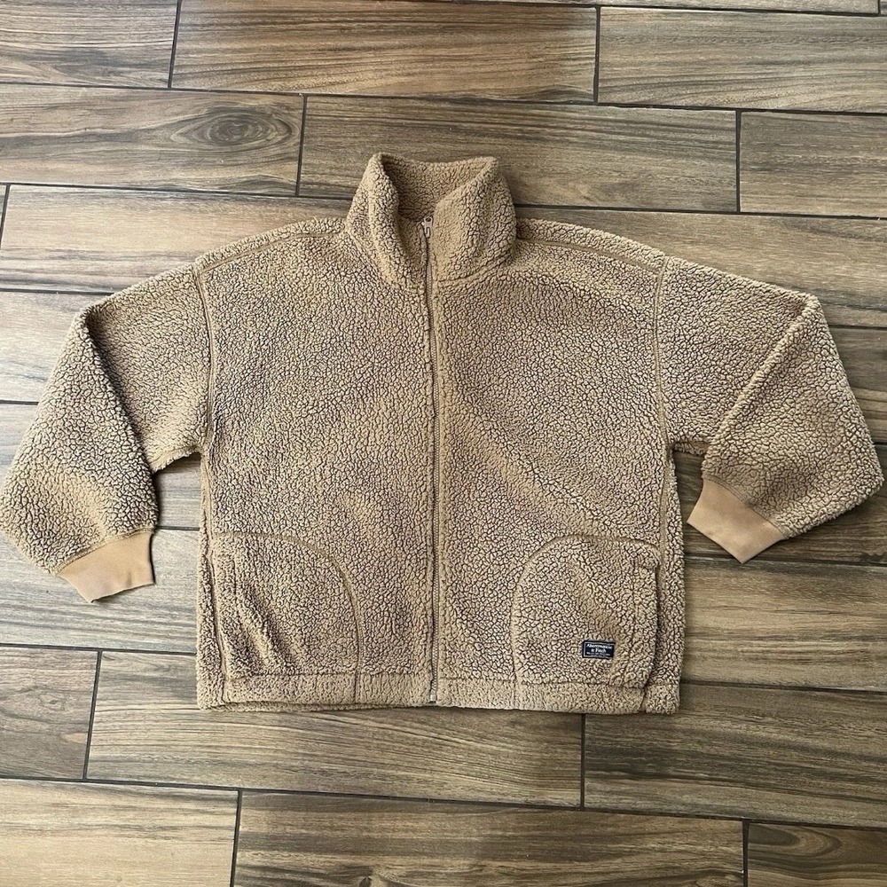 Abercrombie Fitch Soft A&F Cozy Sherpa Jacket Womens XL Full Zip Beige